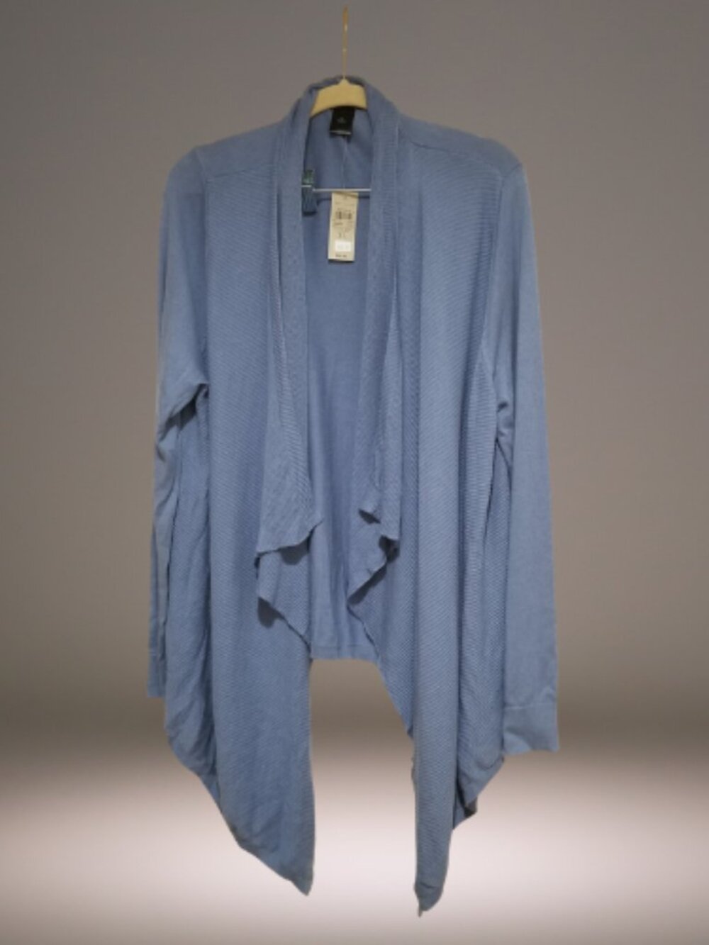 Ann Taylor Womens XL Blue Waterfall Draped Open Front Cardigan NWT